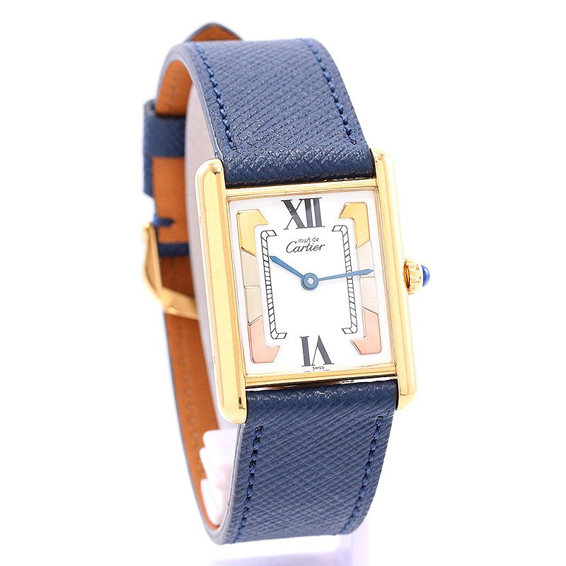 中古】CARTIER MUST TANK LARGE MODEL VERMEIL TRINITY DIAL  