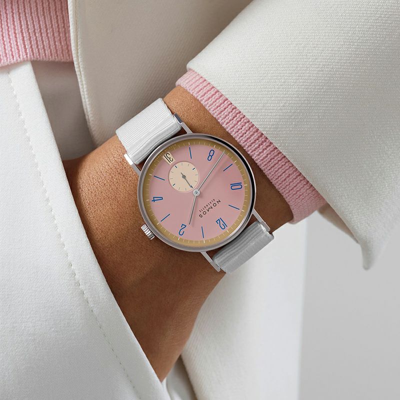 NOMOS GLASHUETTE Tangente 38 Date POMPADOUR ノモス グラスヒュッテ タンジェント 38 デイト POMPADOUR NM179.S15