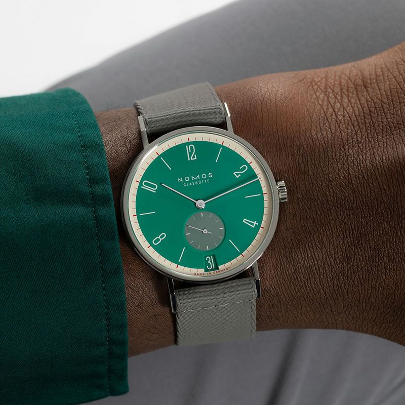 NOMOS GLASHUETTE Tangente 38 Date SCHLOSSGR&Uuml;N ノモス グラス  