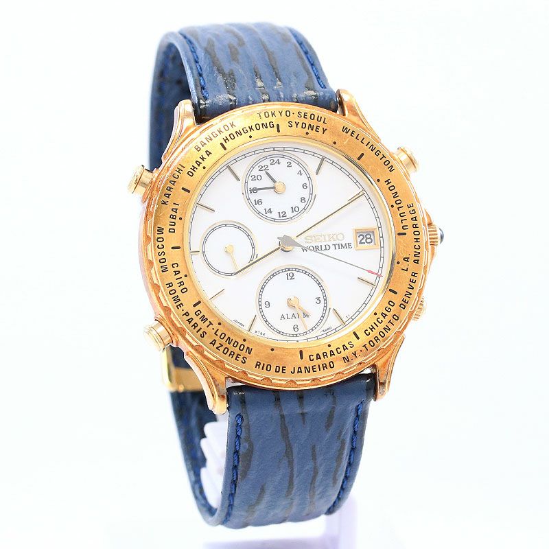 希少 SEIKO LASSALE ワールドタイムGMT QZ 電池換済 腕時計