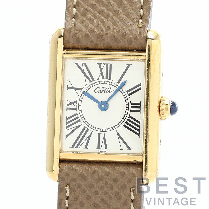 中古】CARTIER MUST TANK SMALL MODEL VERMEIL OPALINE DIAL  