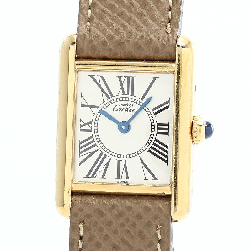 中古】CARTIER MUST TANK SMALL MODEL VERMEIL OPALINE DIAL