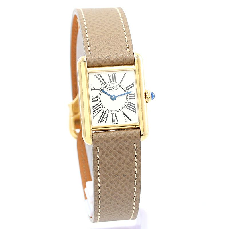 中古】CARTIER MUST TANK SMALL MODEL VERMEIL OPALINE DIAL