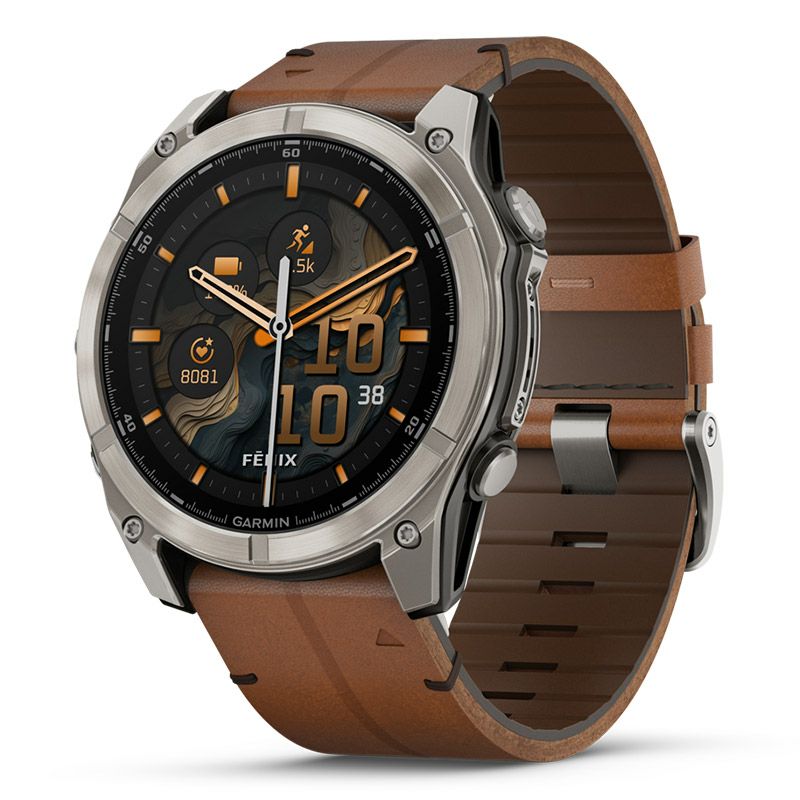 GARMIN fenix 8 Sapphire AMOLED 51mm Ti / Chestnut Leather Band ガーミン フェニックス8 サファイア アモレッド 51mm Ti / チェスナット レザーバンド 010-02905-81