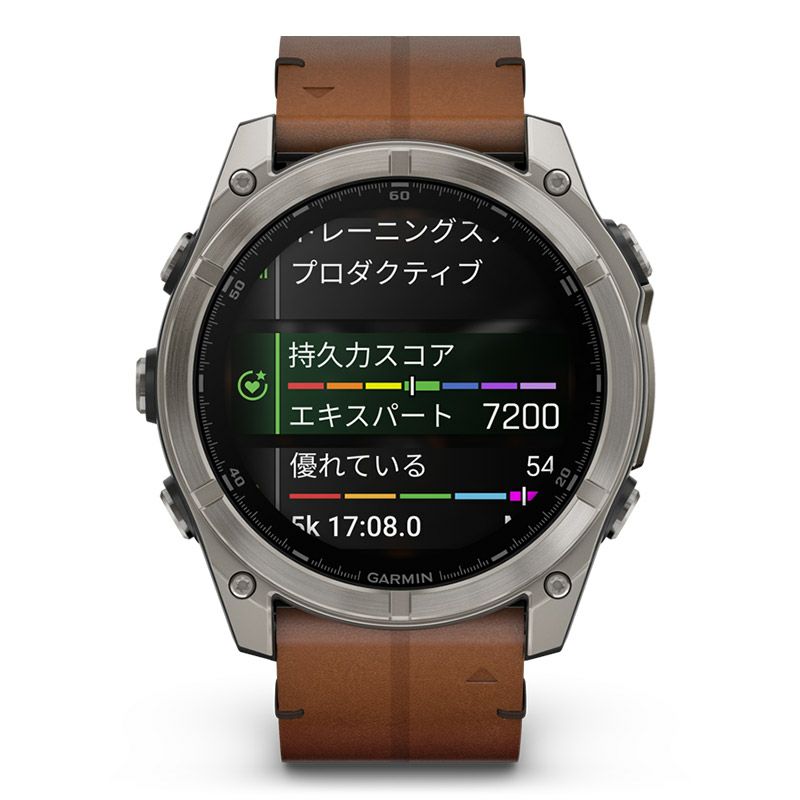 GARMIN fenix 8 Sapphire AMOLED 51mm Ti / Chestnut Leather Band ガーミン フェニックス8 サファイア アモレッド 51mm Ti / チェスナット レザーバンド 010-02905-81