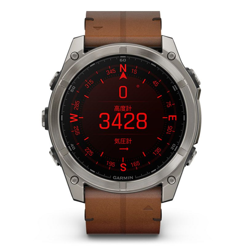 GARMIN fenix 8 Sapphire AMOLED 51mm Ti / Chestnut Leather Band ガーミン フェニックス8 サファイア アモレッド 51mm Ti / チェスナット レザーバンド 010-02905-81