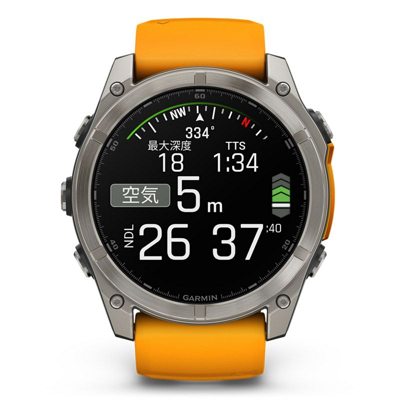 GARMIN fenix 8 Sapphire AMOLED 51mm Ti / Orange ガーミン フェニックス8 サファイア アモレッド 51mm Ti / オレンジ 010-02905-50