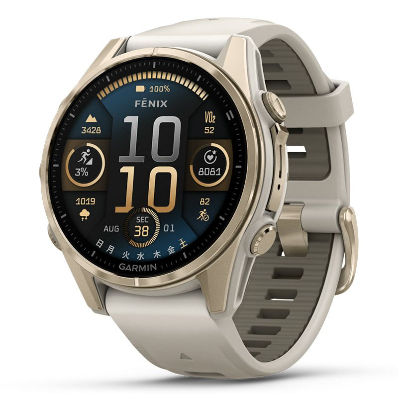 GARMIN fenix 8 Sapphire AMOLED 43mm Soft Gold / Fog Gray ガーミン フェニックス8 サファイア アモレッド 43mm ソフトゴールド / フォググレー 010-02903-16