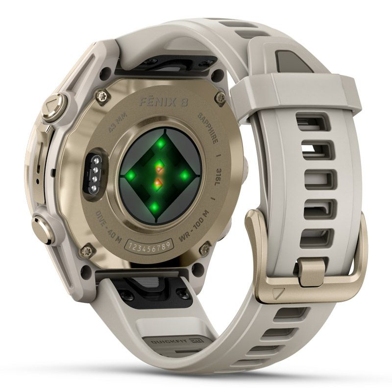 GARMIN fenix 8 Sapphire AMOLED 43mm Soft Gold / Fog Gray ガーミン フェニックス8 サファイア アモレッド 43mm ソフトゴールド / フォググレー 010-02903-16
