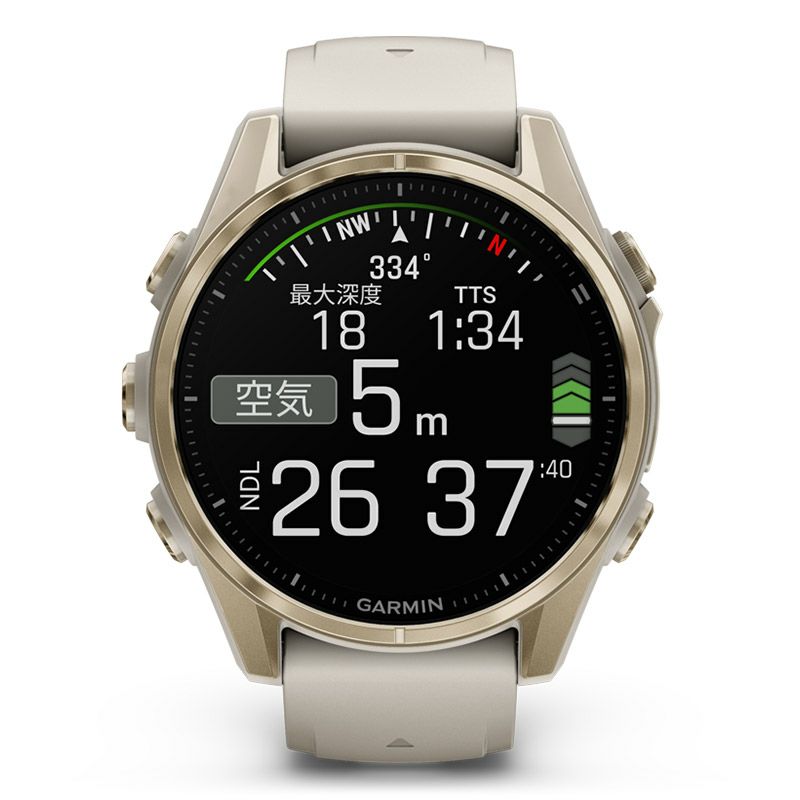 GARMIN fenix 8 Sapphire AMOLED 43mm Soft Gold / Fog Gray ガーミン フェニックス8 サファイア アモレッド 43mm ソフトゴールド / フォググレー 010-02903-16