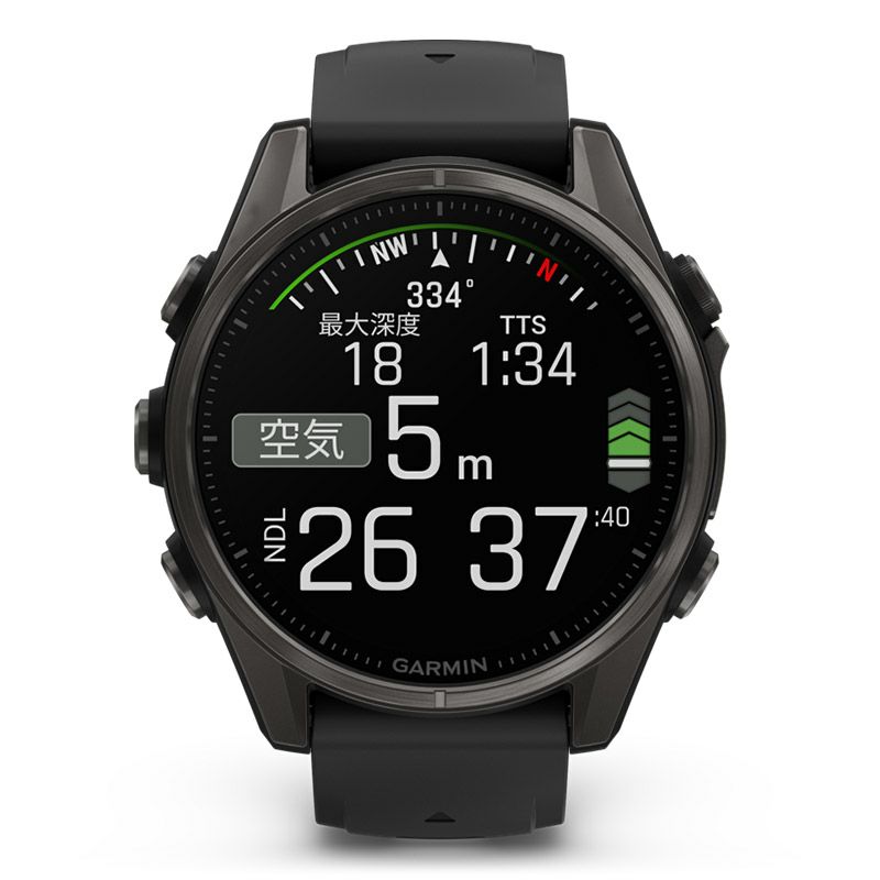 GARMIN fenix 8 Sapphire AMOLED 43mm Ti Carbon Gray DLC / Black ガーミン フェニックス8 サファイア アモレッド 43mm Ti カーボン グレー DLC / ブラック 010-02903-27