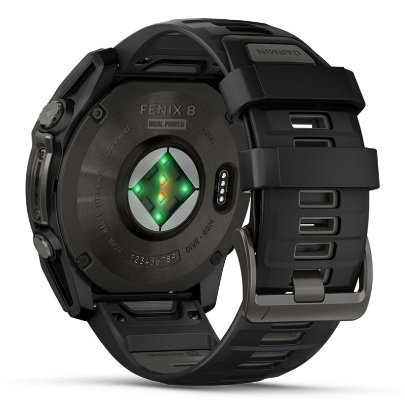 GARMIN fenix 8 Sapphire Dual Power 51mm Ti Carbon Gray DLC / Black ガーミン フェニックス8 サファイア デュアルパワー 51mm Ti カーボン グレー DLC / ブラック 010-02907-50