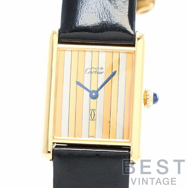 中古】CARTIER MUST TANK LARGE MODEL TRINITY カルティエ マストタンク LM ヴェルメイユ  ストライプトリニティダイヤル 81972213｜ヴィンテージブランド｜時計・腕時計の通販サイトBEST ISHIDA（正規・中古販売店）