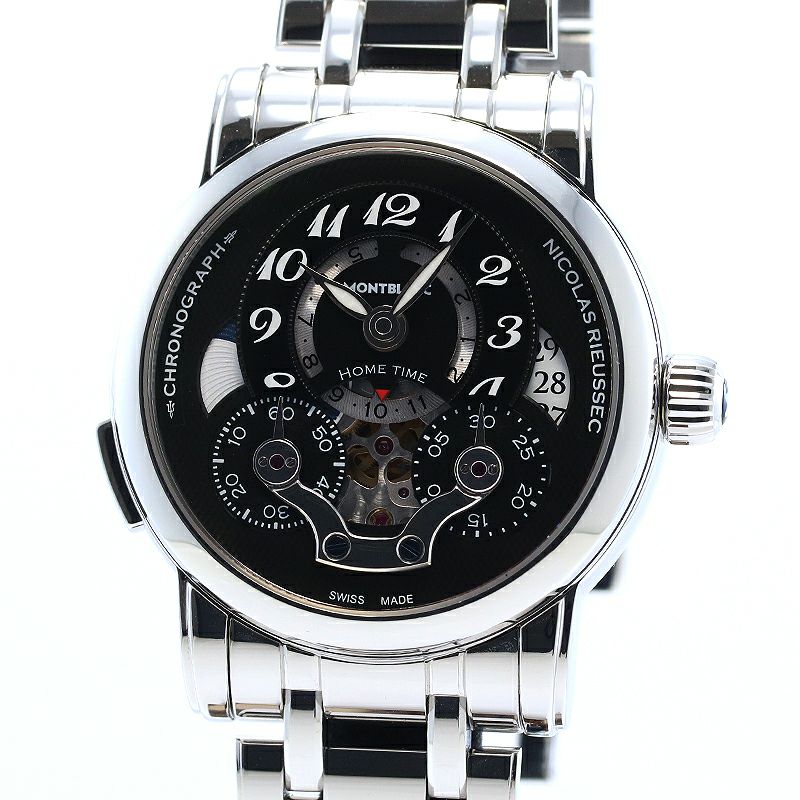 【中古】MONTBLANC NICILAS RIEUSSEC CHRONOGRAPH OPEN HOMETIME モンブラン ニコラ・リューセック クロノグラフ オープン ホームタイム 107070 (7218)