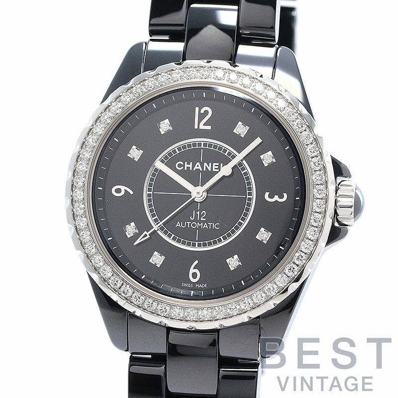 中古】CHANEL J12 シャネル J12 38MM ブラックセラミック ダイヤモンド 
