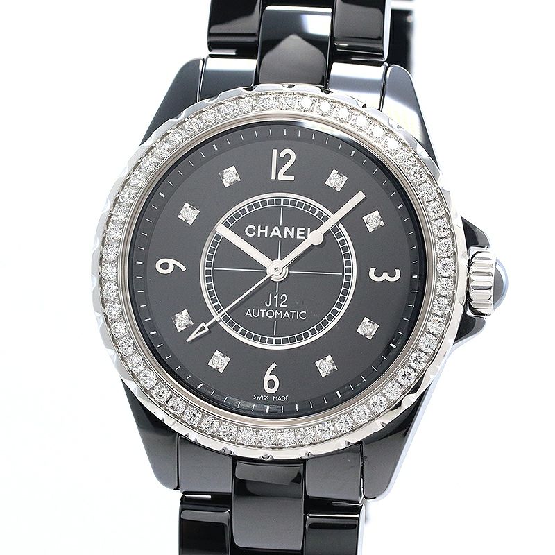 中古】CHANEL J12 シャネル J12 38MM ブラックセラミック ダイヤモンド