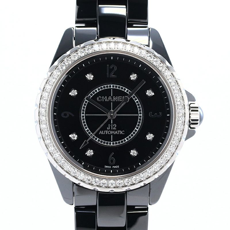 中古】CHANEL J12 シャネル J12 38MM ブラックセラミック ダイヤモンド 