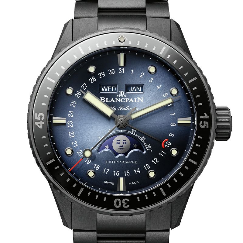 BLANCPAIN FIFTY FATHOMS BATHYSCAPHE QUANTIEME COMPLET PHASES DE LUNE ブランパン  フィフティ ファゾムス バチスカーフ コンプリートカレンダー ムーンフェイズ  5054-0140-01S｜正規取り扱いブランド｜時計・腕時計の通販サイトBEST ISHIDA（正規・中古販売店）