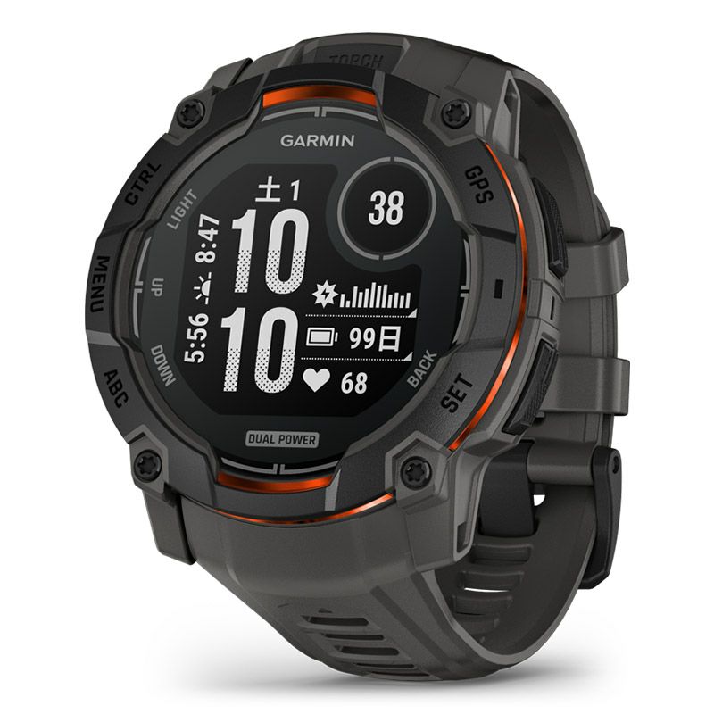 GARMIN Instinct 3 Dual Power 50mm Black / Charcoal ガーミン インスティンクト 3 デュアルパワー 50mm ブラック / チャコール 010-02935-30