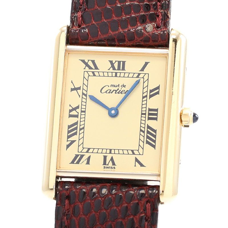 カルティエ マストタンク ヴェルメイユ トリニティ 外装仕上げ済み 中古】CARTIER MUST TANK LARGE MODEL VERMEIL TRINITY DIAL
