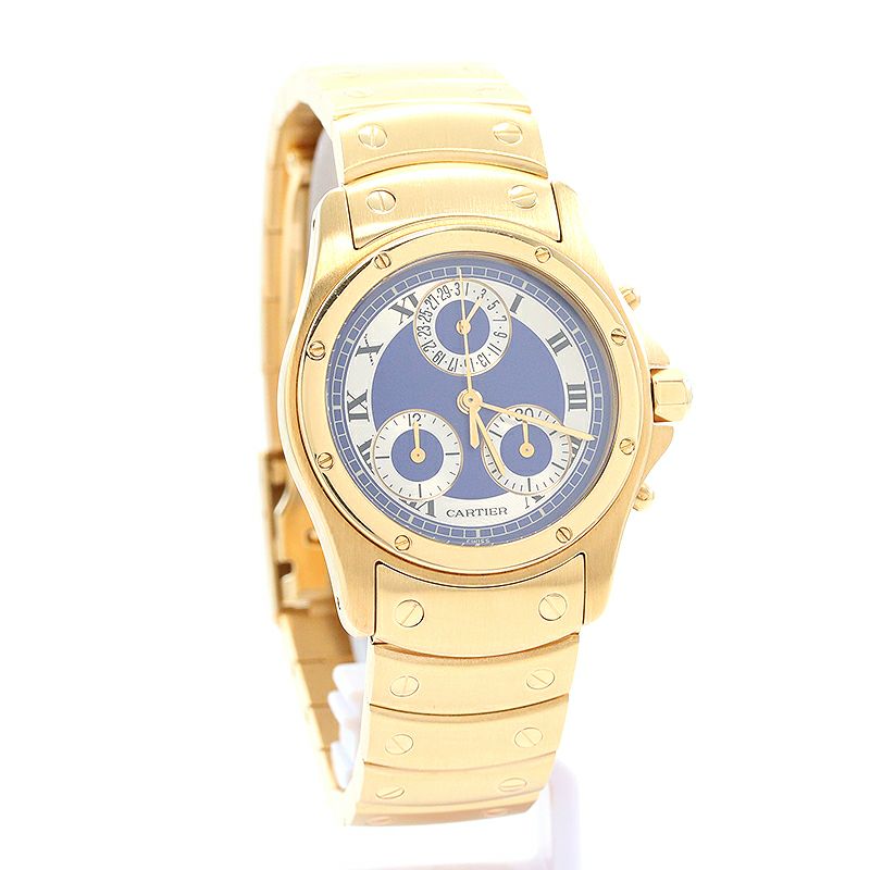 中古】CARTIER SANTOS RONDE MEDIUM MODEL CHRONO REFLEX