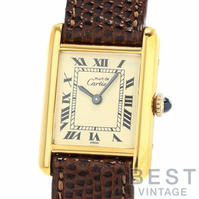 【中古】CARTIER MUST TANK SMALL MODEL VERMEIL カルティエ マストタンク SM ヴェルメイユ -