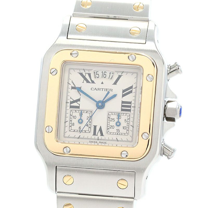 【よろしく】Cartier 時計 シルバー カルティエ Cartier｜サントスカレLM｜自動巻き・1980年代製