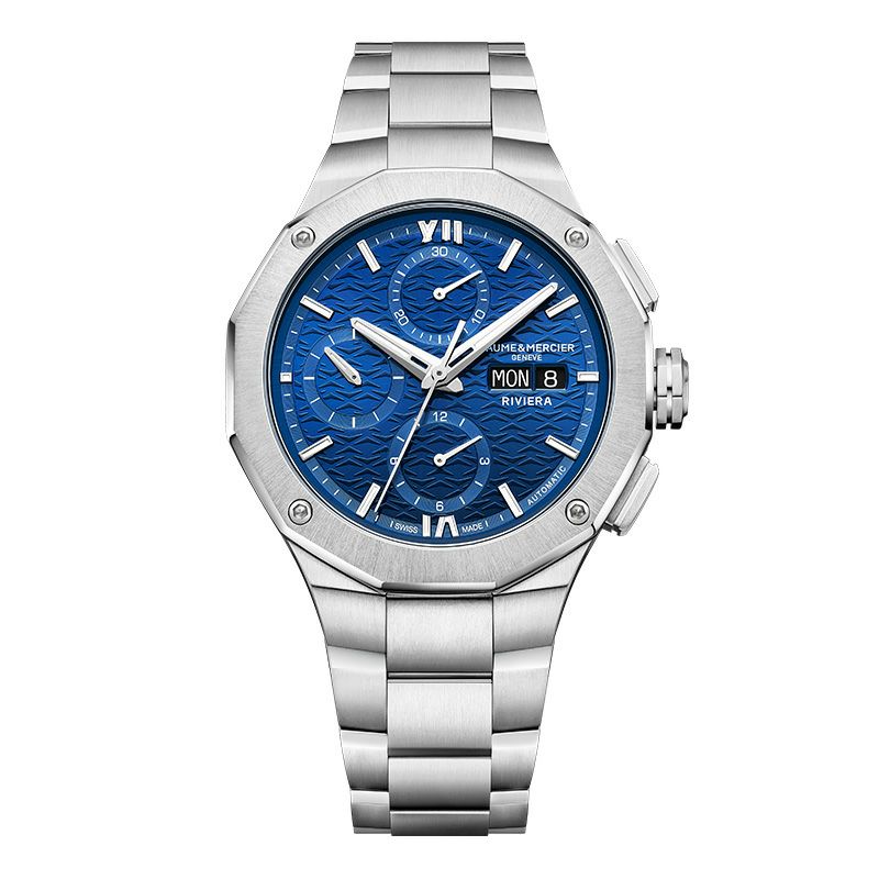 BAUME＆MERCIER <br>Riviera Chronograph Blue Day-Date - 41mm M0A10826 <br>ボーム＆メルシエ <br>リビエラ クロノグラフ ブルー デイデイト - 41mm <br>M0A10826