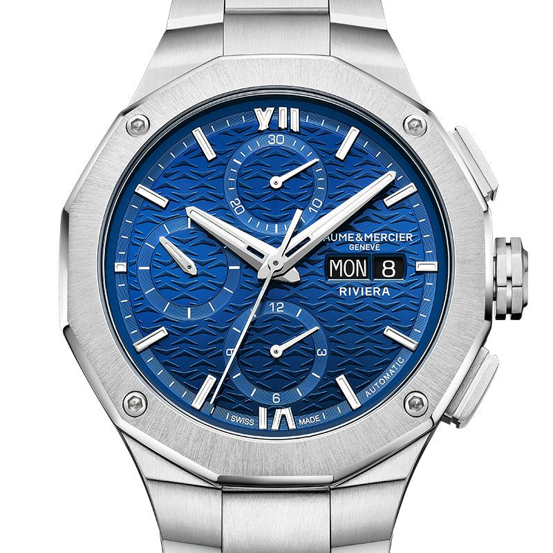 BAUME＆MERCIER <br>Riviera Chronograph Blue Day-Date - 41mm M0A10826 <br>ボーム＆メルシエ <br>リビエラ クロノグラフ ブルー デイデイト - 41mm <br>M0A10826