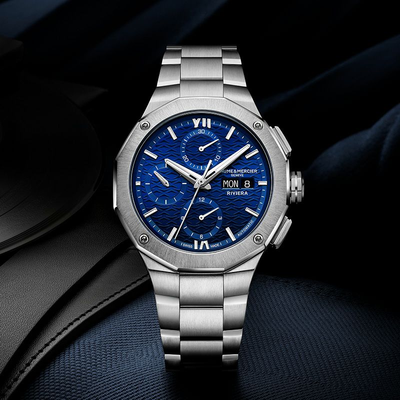 BAUME＆MERCIER <br>Riviera Chronograph Blue Day-Date - 41mm M0A10826 <br>ボーム＆メルシエ <br>リビエラ クロノグラフ ブルー デイデイト - 41mm <br>M0A10826