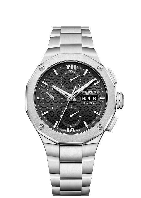 BAUME＆MERCIER <br>Riviera Chronograph Black Day-Date - 41mm M0A10825 <br>ボーム＆メルシエ <br>リビエラ クロノグラフ ブラック デイデイト - 41mm <br>M0A10825
