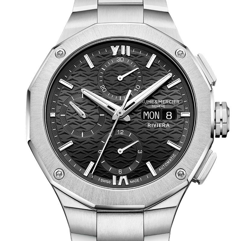 BAUME＆MERCIER <br>Riviera Chronograph Black Day-Date - 41mm M0A10825 <br>ボーム＆メルシエ <br>リビエラ クロノグラフ ブラック デイデイト - 41mm <br>M0A10825