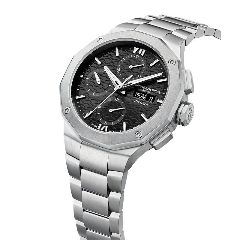 BAUME＆MERCIER <br>Riviera Chronograph Black Day-Date - 41mm M0A10825 <br>ボーム＆メルシエ <br>リビエラ クロノグラフ ブラック デイデイト - 41mm <br>M0A10825
