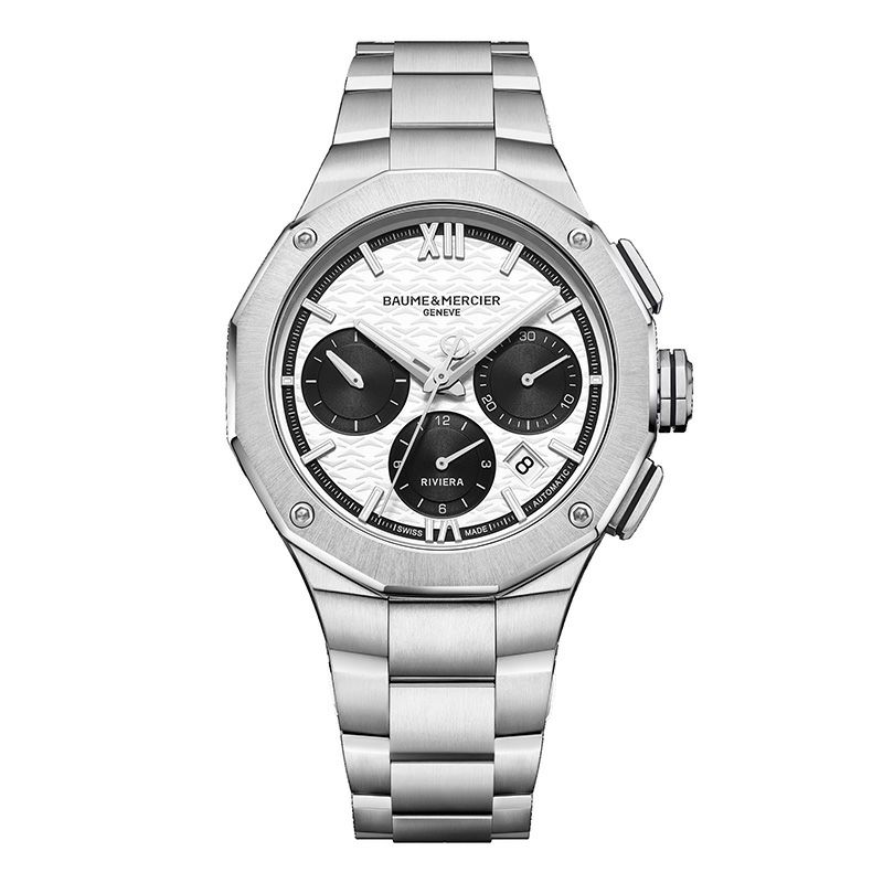 BAUME＆MERCIER Riviera Chronograph White &amp; Black ボーム＆メルシエ リビエラ クロノグラフ ホワイト&amp;ブラック M0A10827
