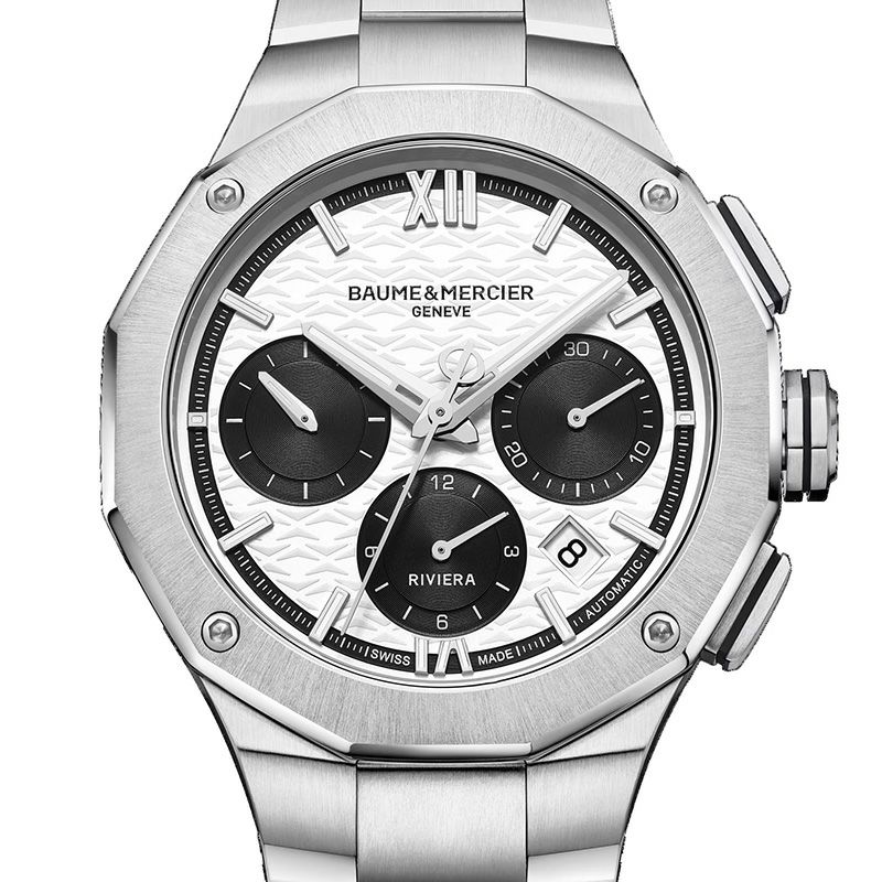 BAUME＆MERCIER Riviera Chronograph White &amp; Black ボーム＆メルシエ リビエラ クロノグラフ ホワイト&amp;ブラック M0A10827