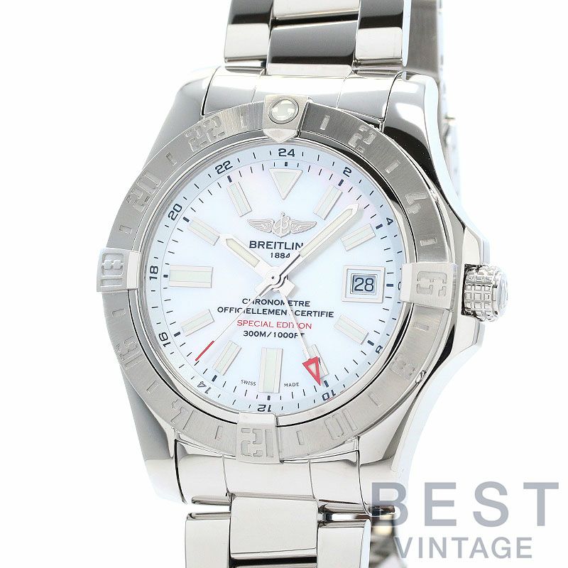 【中古】BREITLING <br>AVENGER II GMT MOTHER OF PEARL JAPAN EDITION <br>ブライトリング <br>アベンジャーII GMT マザーオブパール ジャパンエディション <br>A3239011/A809/170A (A329A-PPSS)