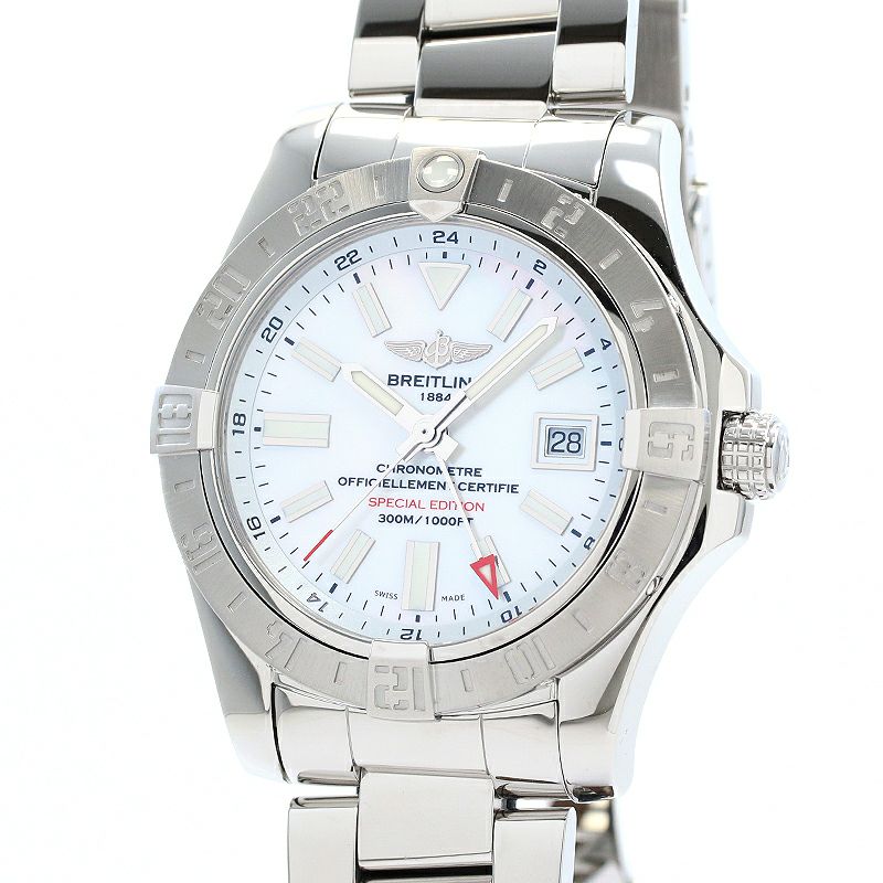【中古】BREITLING <br>AVENGER II GMT MOTHER OF PEARL JAPAN EDITION <br>ブライトリング <br>アベンジャーII GMT マザーオブパール ジャパンエディション <br>A3239011/A809/170A (A329A-PPSS)
