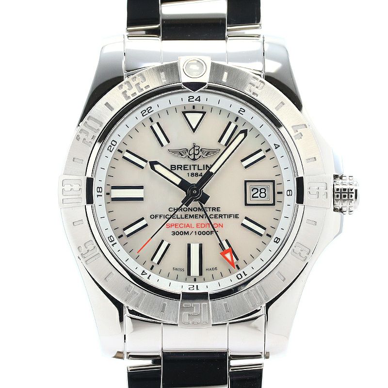 【中古】BREITLING <br>AVENGER II GMT MOTHER OF PEARL JAPAN EDITION <br>ブライトリング <br>アベンジャーII GMT マザーオブパール ジャパンエディション <br>A3239011/A809/170A (A329A-PPSS)