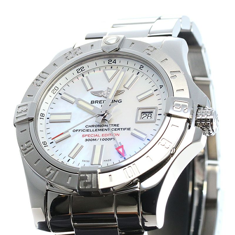 中古】BREITLING AVENGER II GMT MOTHER OF PEARL JAPAN EDITION