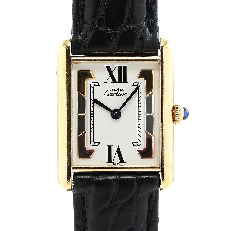 【中古】CARTIER MUST TANK LARGE MODEL VERMEIL TRINITY DIAL カルティエ マストタンク LM ヴェルメイユ トリニティダイヤル W1006254