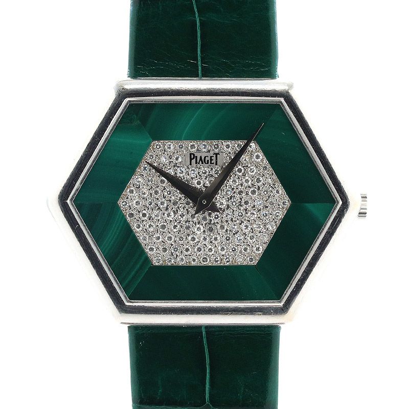 【中古】PIAGET VINTAGE HEXAGONAL SHAPE WATCH PAVE DIAMONDS & MALACHITE DIAL ピアジェ ヴィンテージ ヘキサゴン シェイプ ウォッチ パヴェ・ダイヤモンド & マラカイト ダイヤル 9578