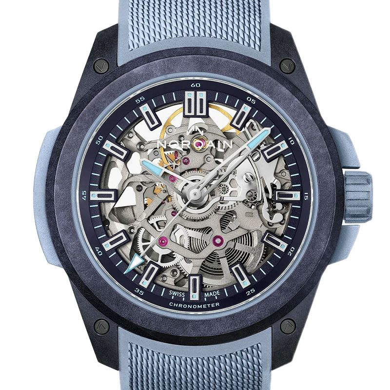 NORQAIN <br>WILD ONE SKELETON 39MM PURPLE ICE BLUE <br>ノルケイン <br>ワイルドワン スケルトン 39mm パープルアイスブルー <br>NNQ3001QPIA1AS/P001