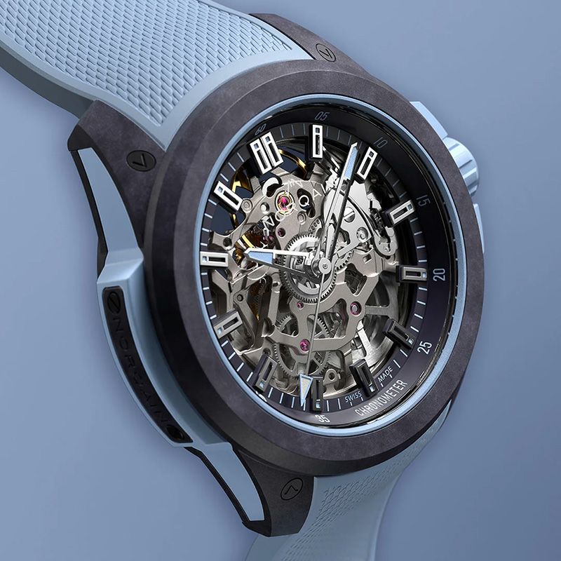 NORQAIN <br>WILD ONE SKELETON 39MM PURPLE ICE BLUE <br>ノルケイン <br>ワイルドワン スケルトン 39mm パープルアイスブルー <br>NNQ3001QPIA1AS/P001