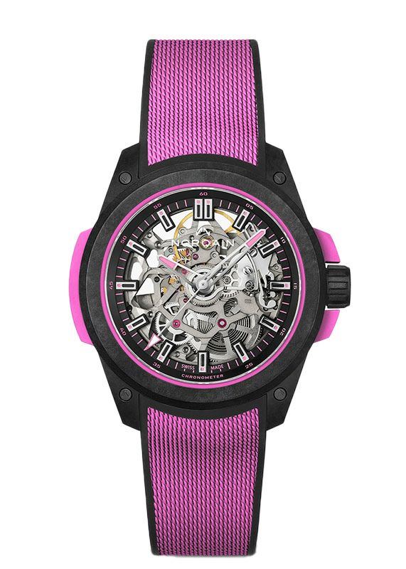 NORQAIN <br>WILD ONE SKELETON 39MM HYPER PINK <br>ノルケイン <br>ワイルドワン スケルトン 39mm ハイパーピンク <br>NNQ3001QBPI1AS/B003