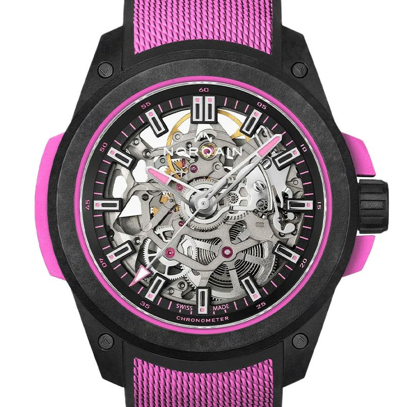 NORQAIN <br>WILD ONE SKELETON 39MM HYPER PINK <br>ノルケイン <br>ワイルドワン スケルトン 39mm ハイパーピンク <br>NNQ3001QBPI1AS/B003