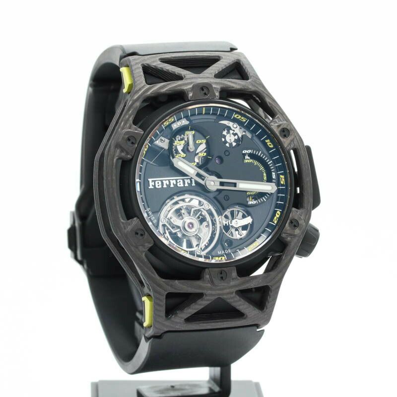 【中古】HUBLOT  <br>TECHFRAME FERRARI TOURBILLON CHRONOGRAPH LIMITED TO 70  <br>ウブロ <br>テクフレーム フェラーリ トゥールビヨン クロノグラフ 世界限定70本 <br>408.QU.0129.RX