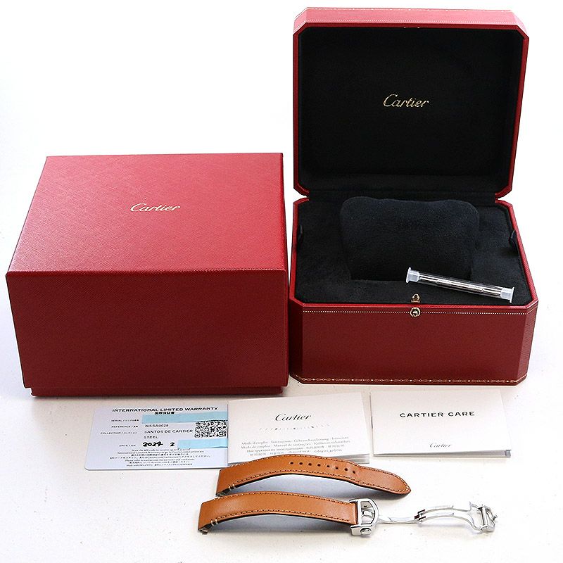 【極美品】Cartier サントス ドゥ カルティエ マネークリップ　箱　保存袋 CARTIER】 カルティエ SS ドゥ カルティエ デコール ラディエイ