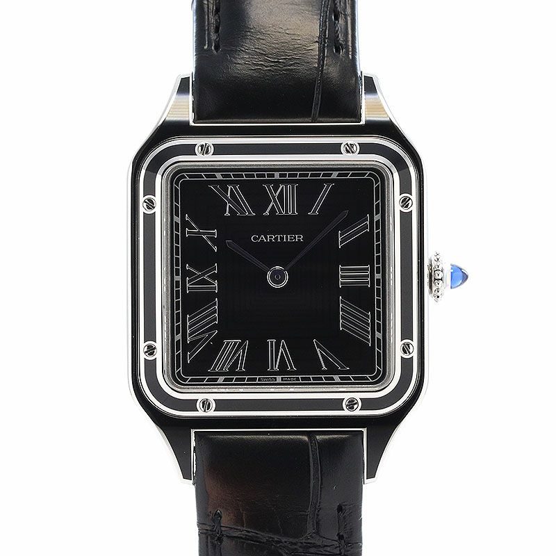 中古】CARTIER SANTOS-DUMONT LARGE MODEL BLACK LACQUER カルティエ