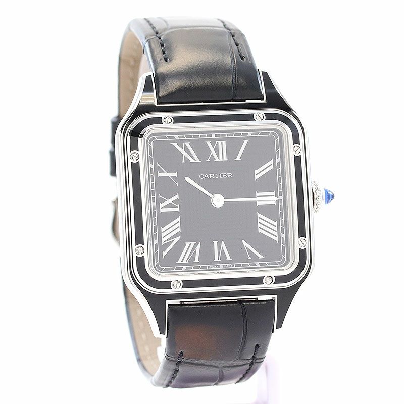 中古】CARTIER SANTOS-DUMONT LARGE MODEL BLACK LACQUER カルティエ